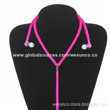 Colorful Jewelry Necklace Earphones with Mic and Magnet Closure, OEM Novelty Models